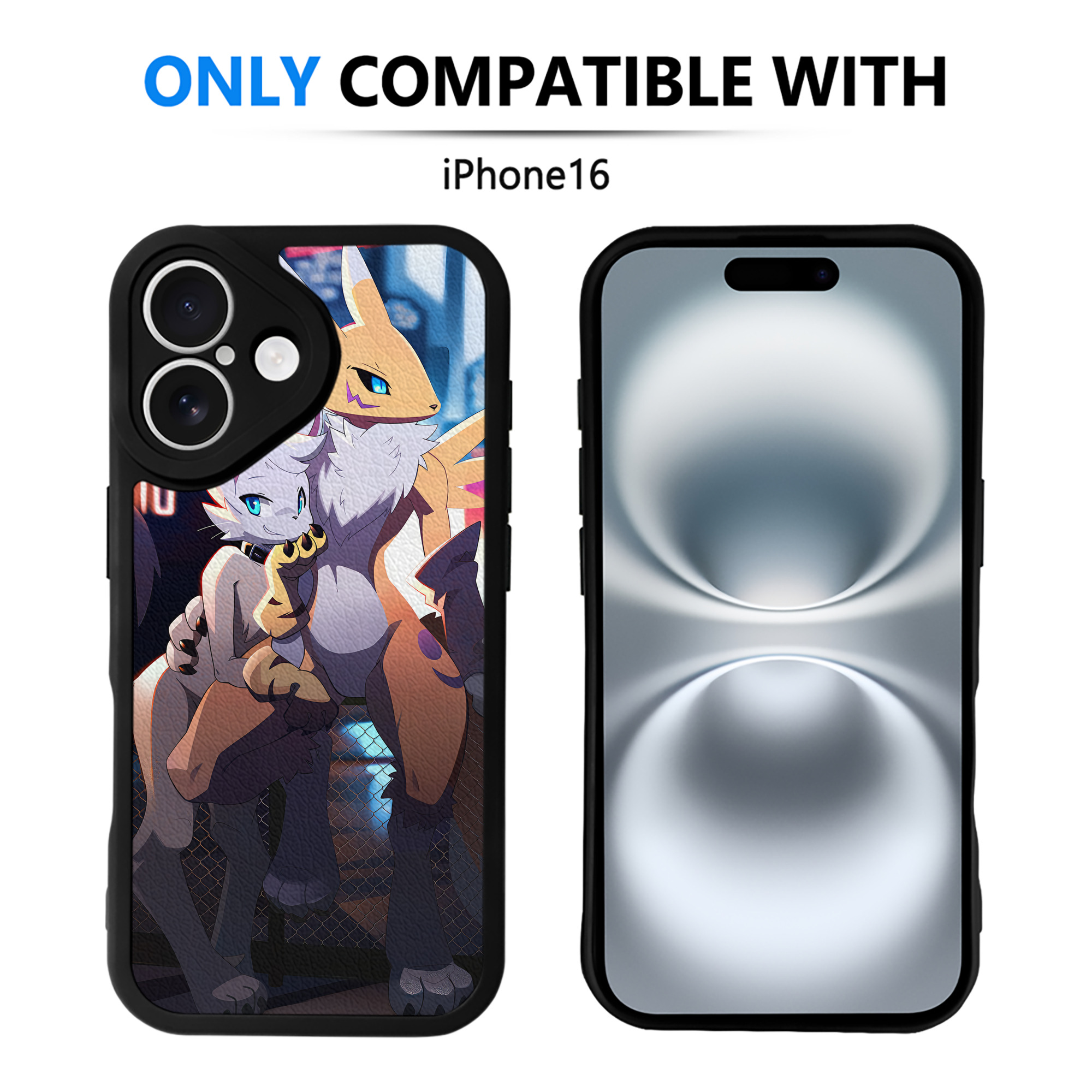 （画像用） Digimon デジタルモンスター/デジモン 【iPhone 16シリーズ対応】シリコンスマホケース（レザー調） 材質：シリコン